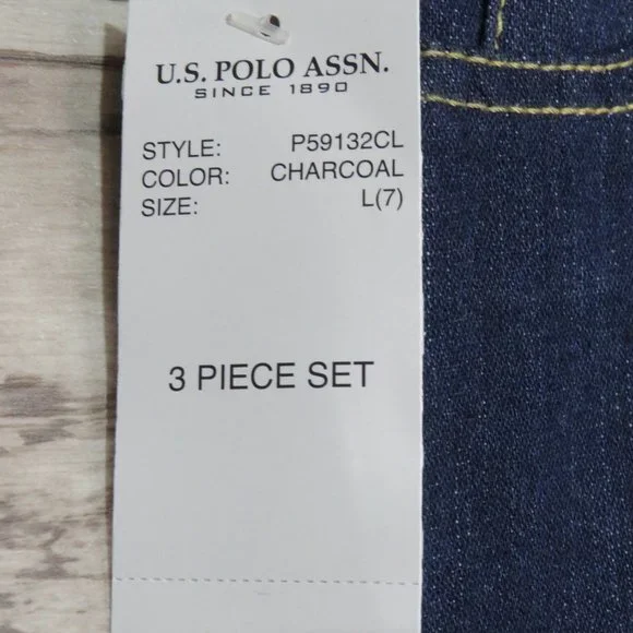 U.S.Polo Assn.*Boy's 3-Piece Set Hoodie Puffer Coat, Long Sleeve Shirt, Jeans L7